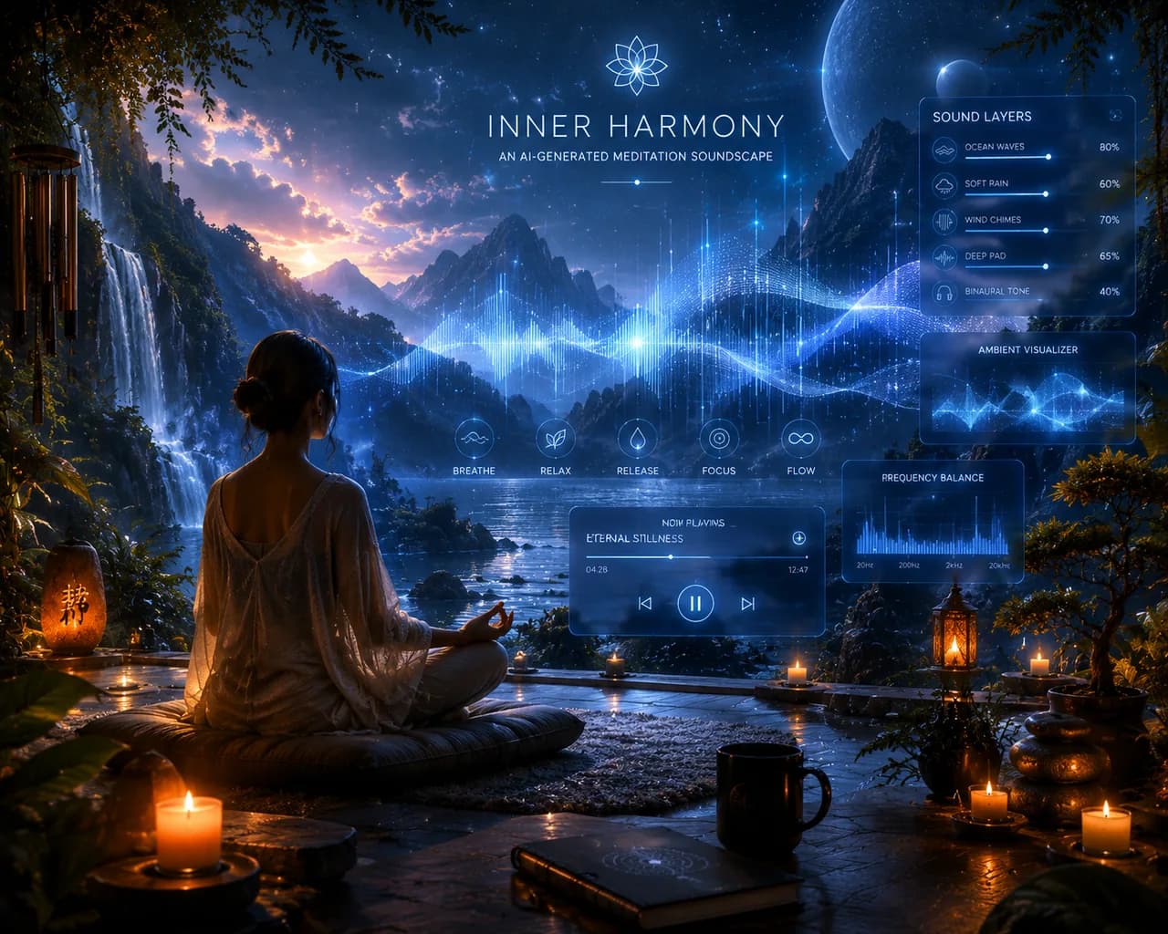 Illustration of Stable Audio 3 as an AI cinematic sound engine focused on ambience and environmental audio